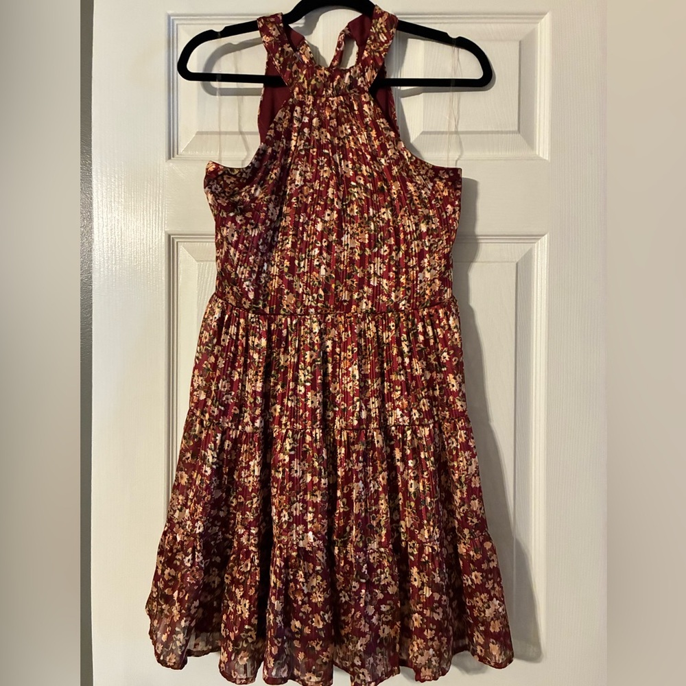 Crystal Doll Burgundy Floral Dress